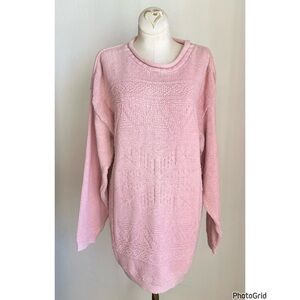 Basic Editions Vintage Pink Textured Pattern Tunic Sweater medium